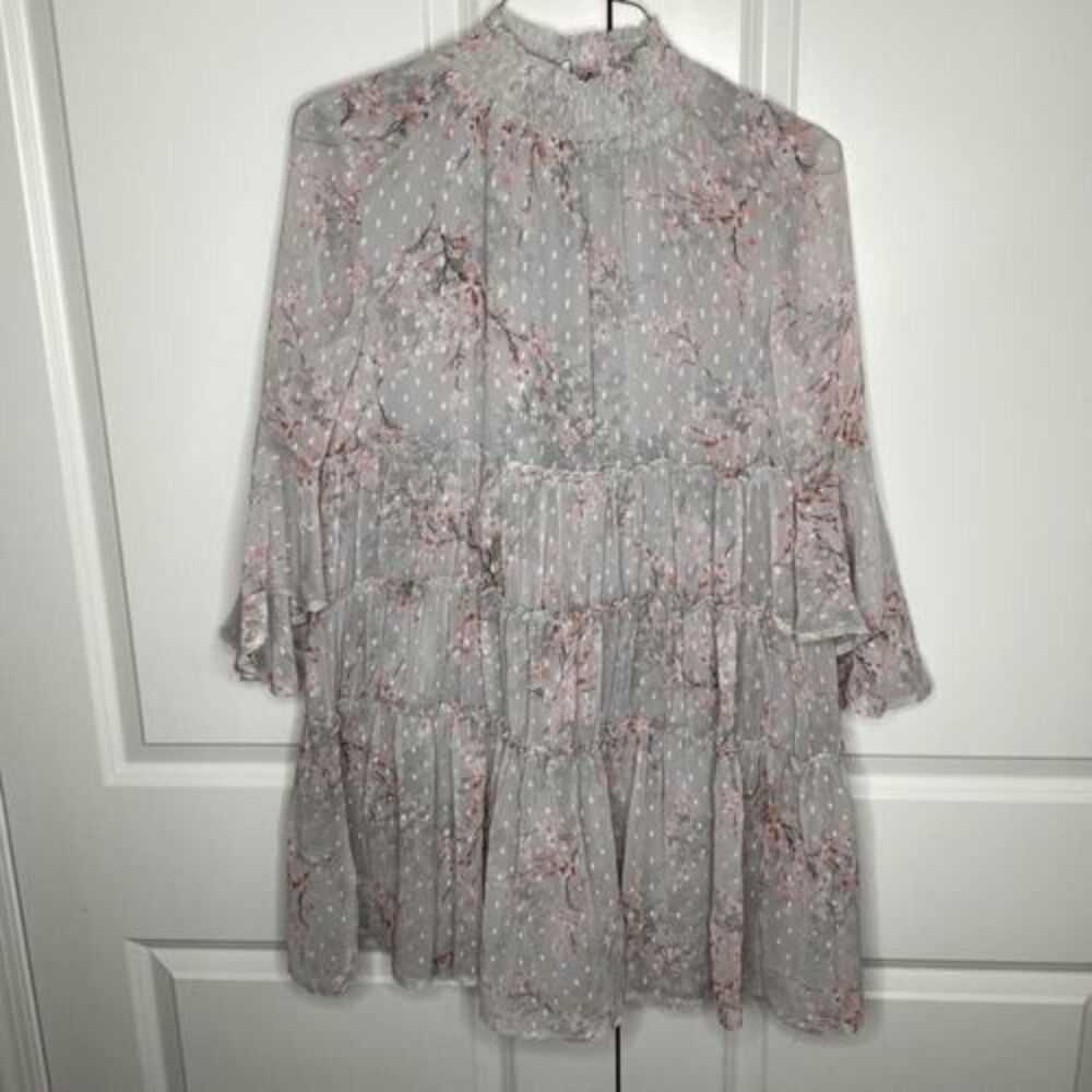 NWT Storia floral Chiffon tiered dress small‎ Lavender